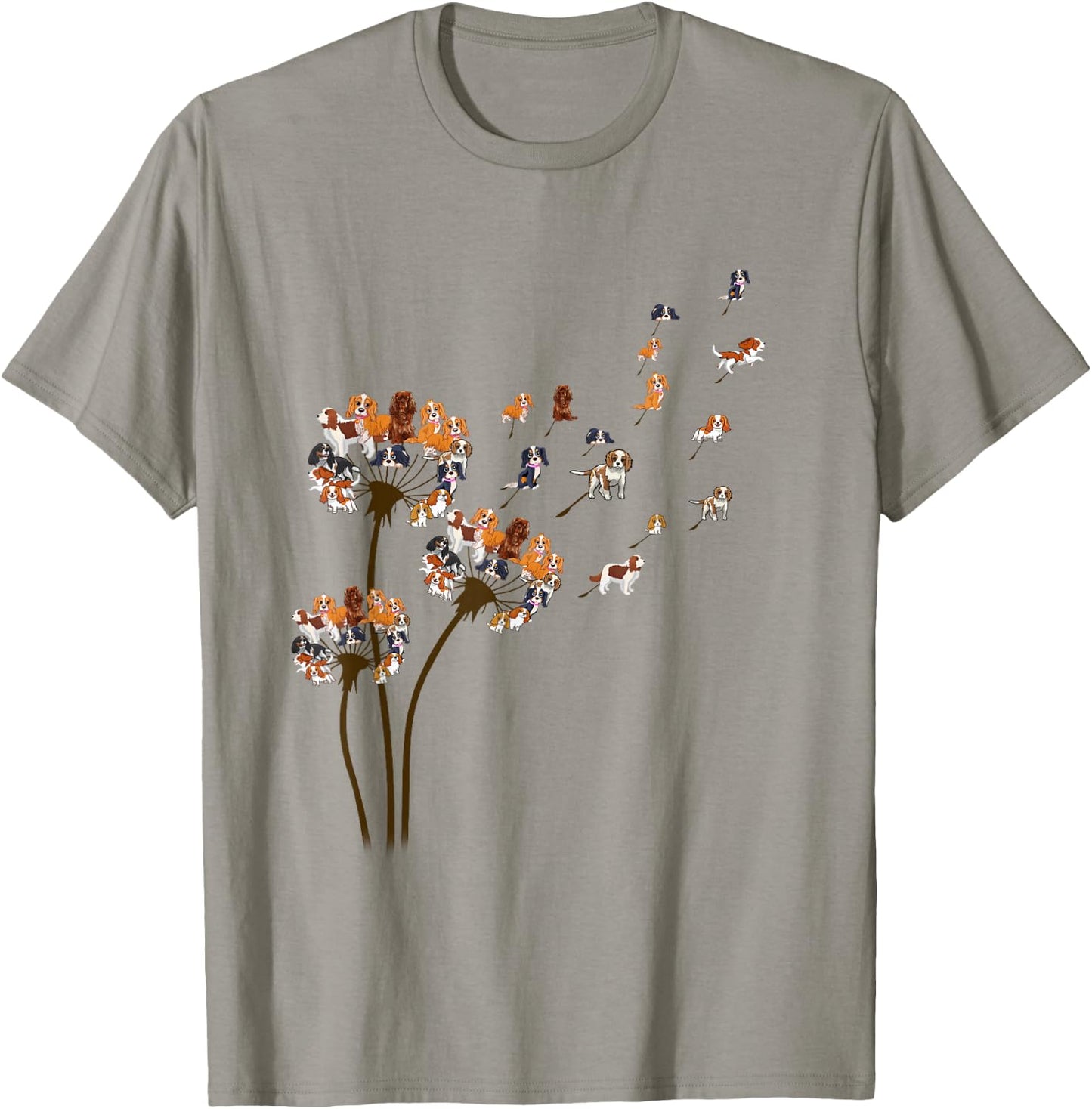 Cavalier King Charles Dandelion Funny Gift Dog Lovers T-Shirt - T-Shirt | Sand