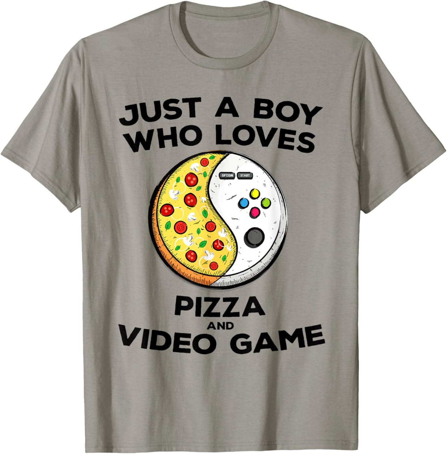 Just a Boy Who Love Pizza and Video Game Funny Gaming Quote T-Shirt - T-Shirt | Sand