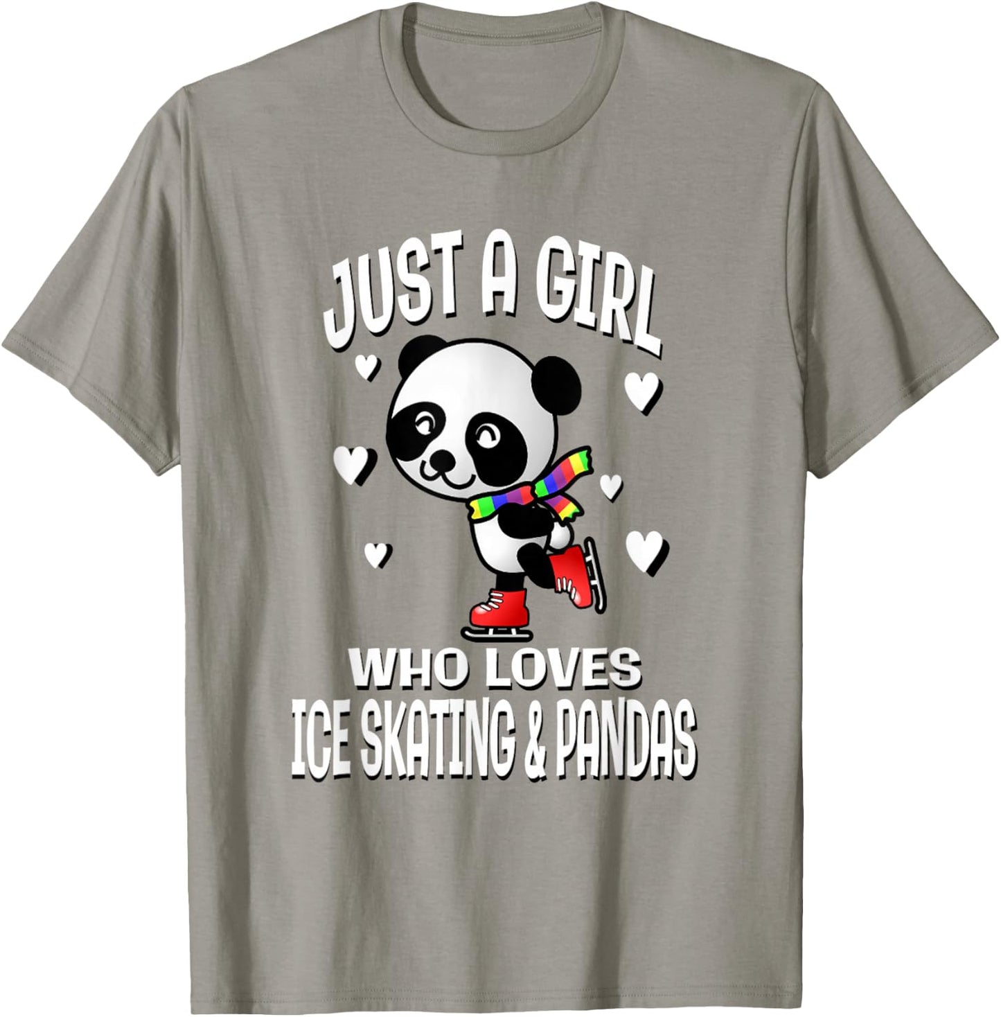 Just A Girl Who Loves Ice Skating & Pandas Cute Bear T-Shirt - T-Shirt | Sand