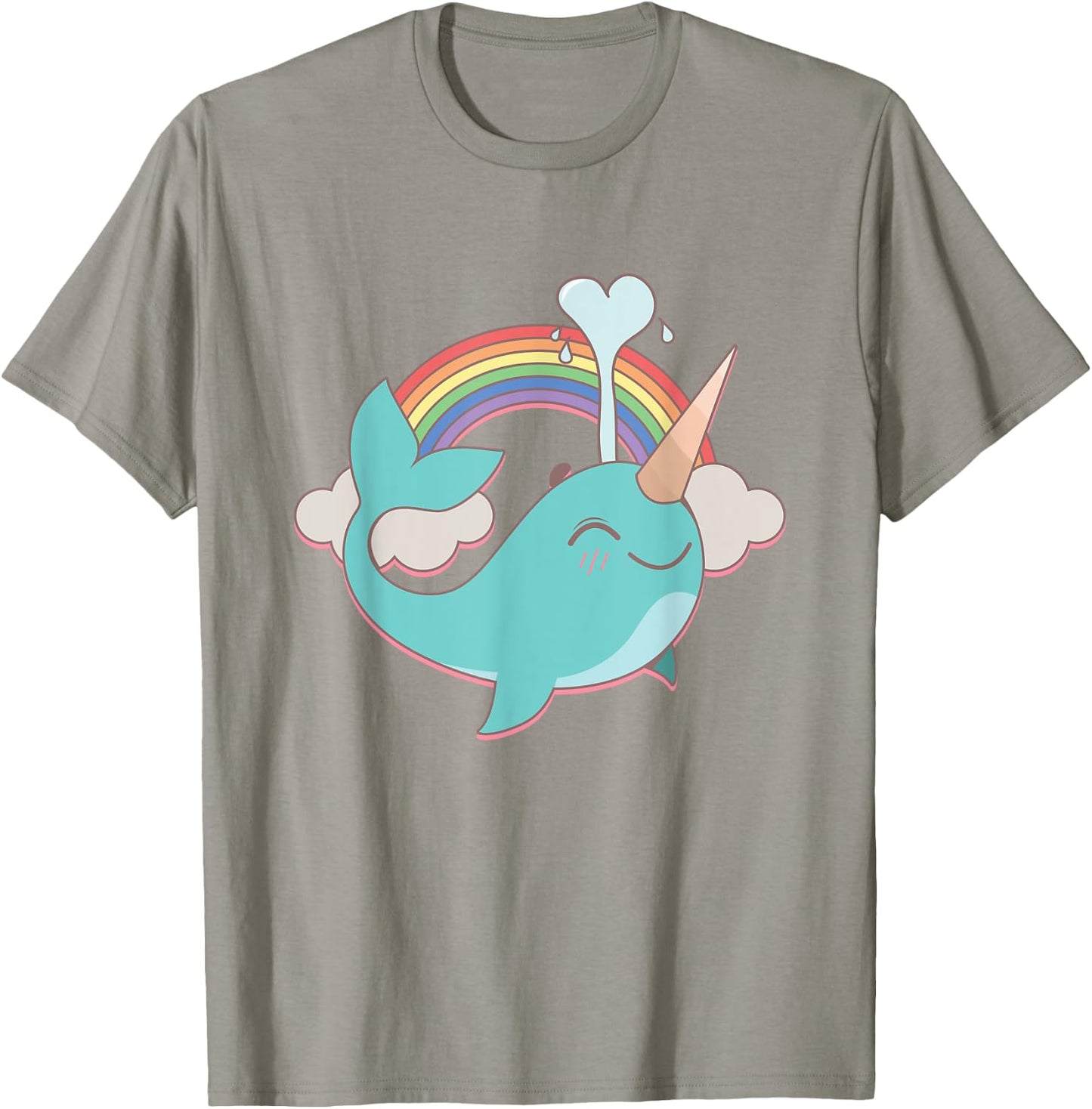 Narwhal Unicorn and Rainbow Blowing Water Girl's Cute T-Shirt - T-Shirt | Sand