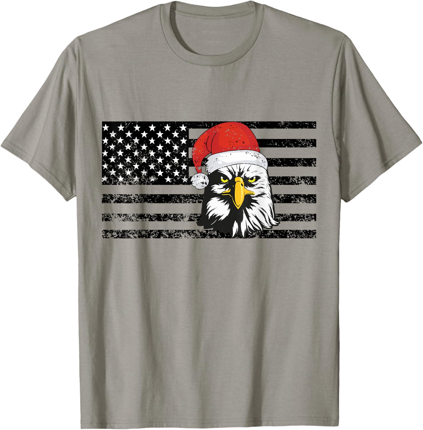 Merry Christmas Eagle USA Flag Costume Santa Hat Xmas Hat T-Shirt - T-Shirt | Sand