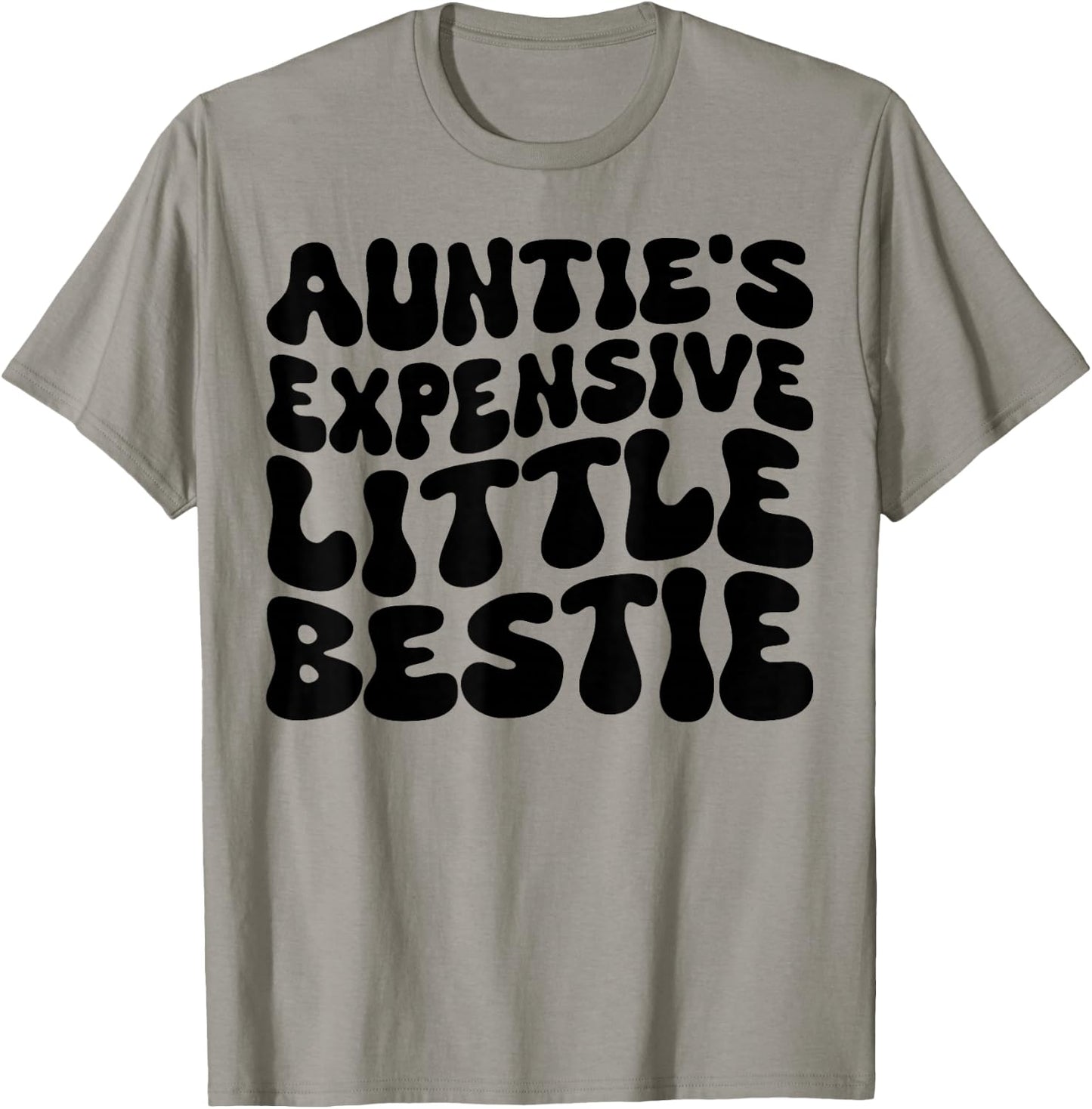 Auntie's Expensive Little Bestie, Groovy New Aunt Nephew T-Shirt - T-Shirt | Sand