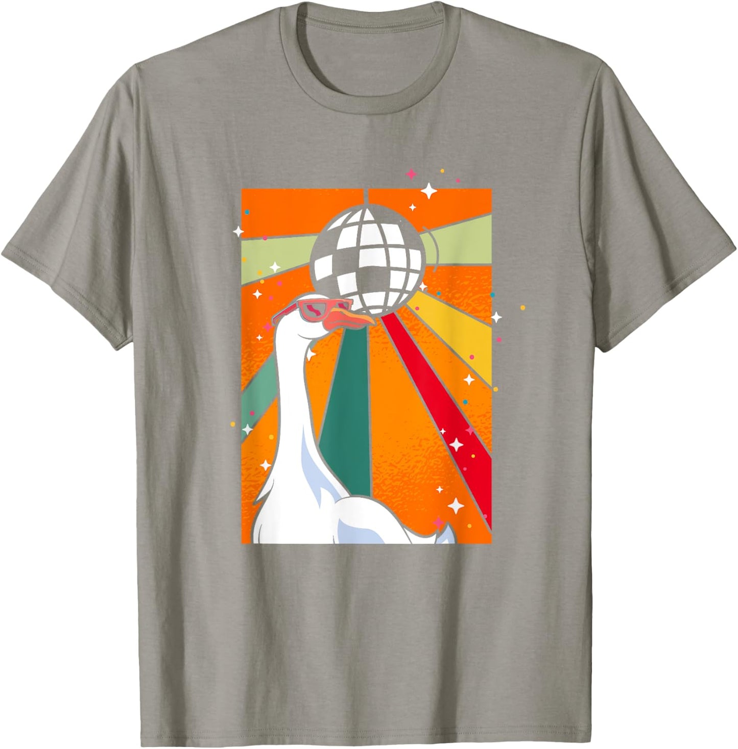 Funny Cool Farm Animal Disco Ball Sunglasses Retro Goose T-Shirt - T-Shirt | Sand