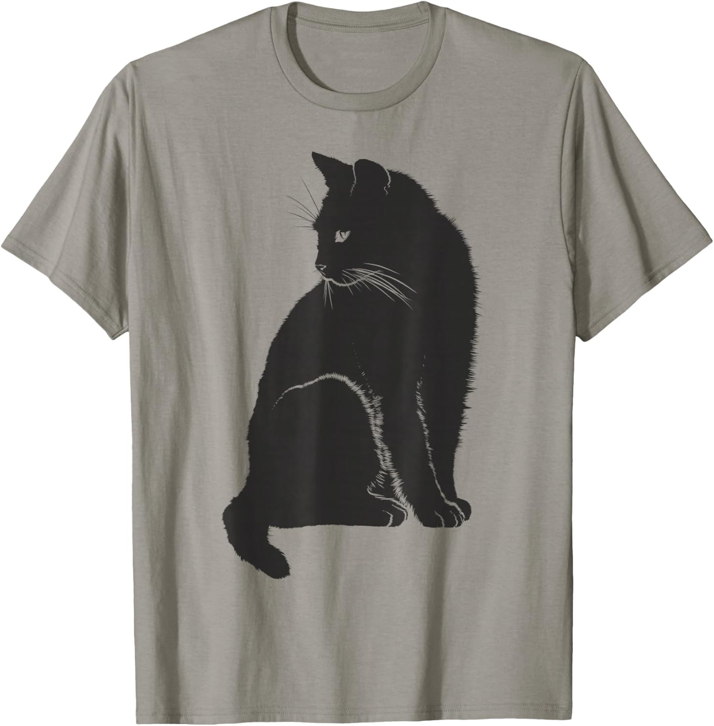 Minimalist Cute Black Cat Owner Feline Art Kitten Lover Small T-Shirt - T-Shirt | Sand