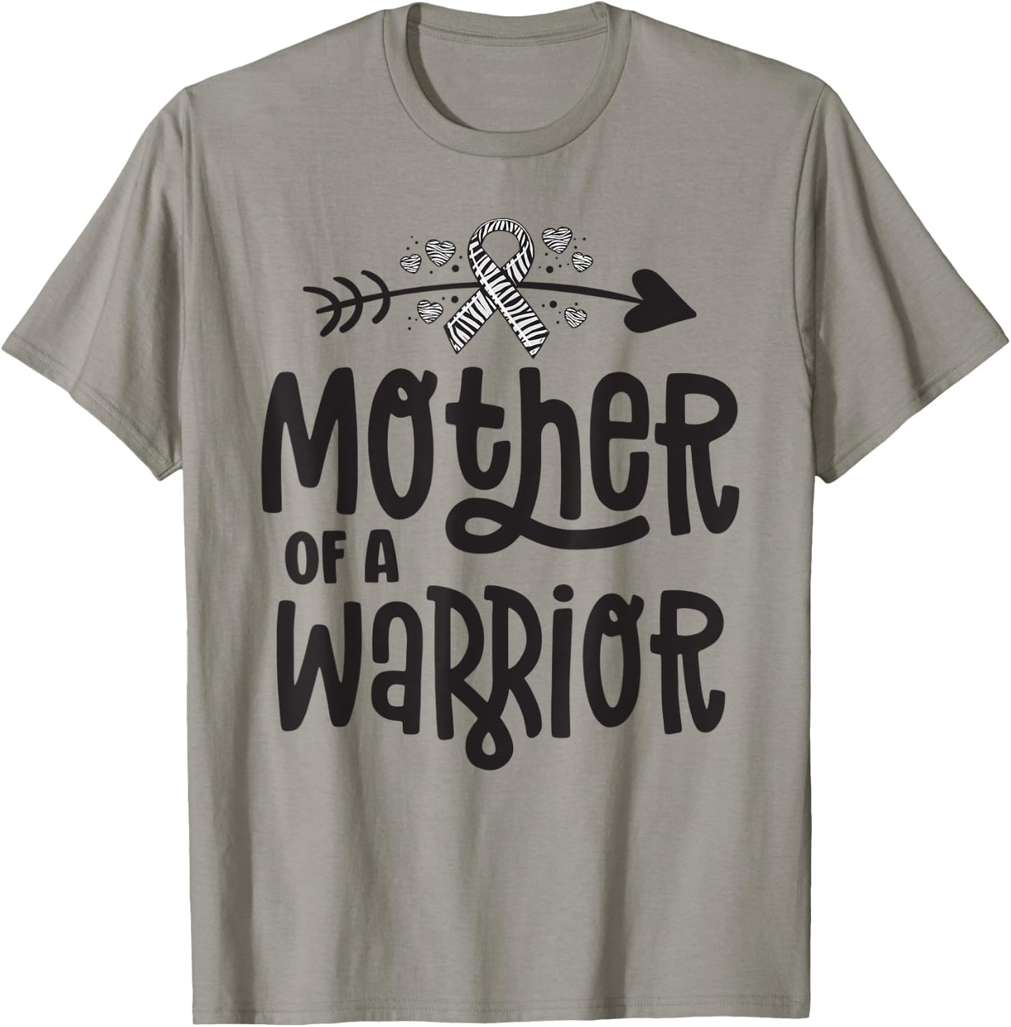 Mother Of A Rare Disease Warrior Awareness Zebra Ribbon Mom T-Shirt - T-Shirt | Sand