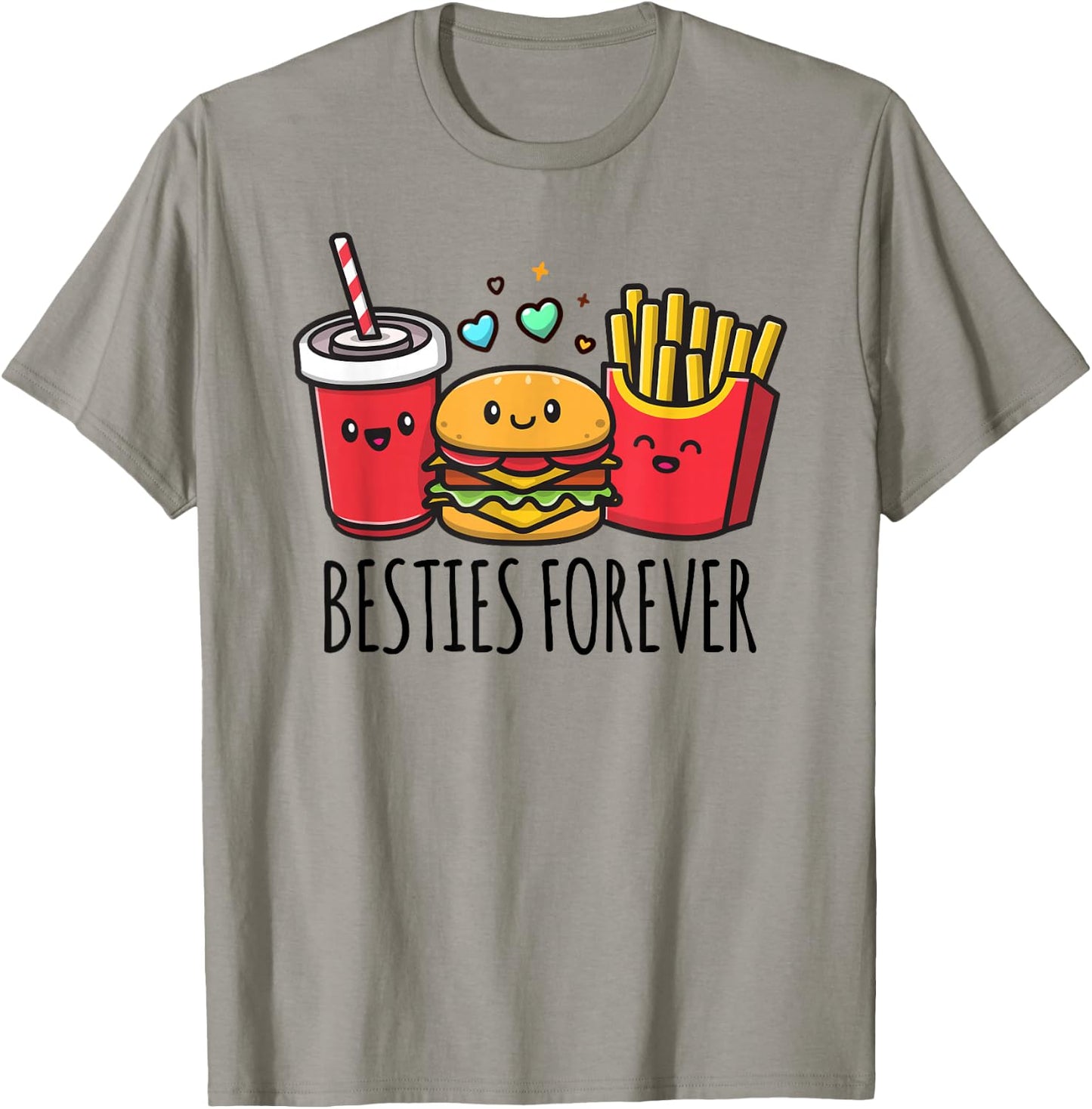 Hamburger French Fries Soda Funny BFF Matching Best Friends T-Shirt - T-Shirt | Sand