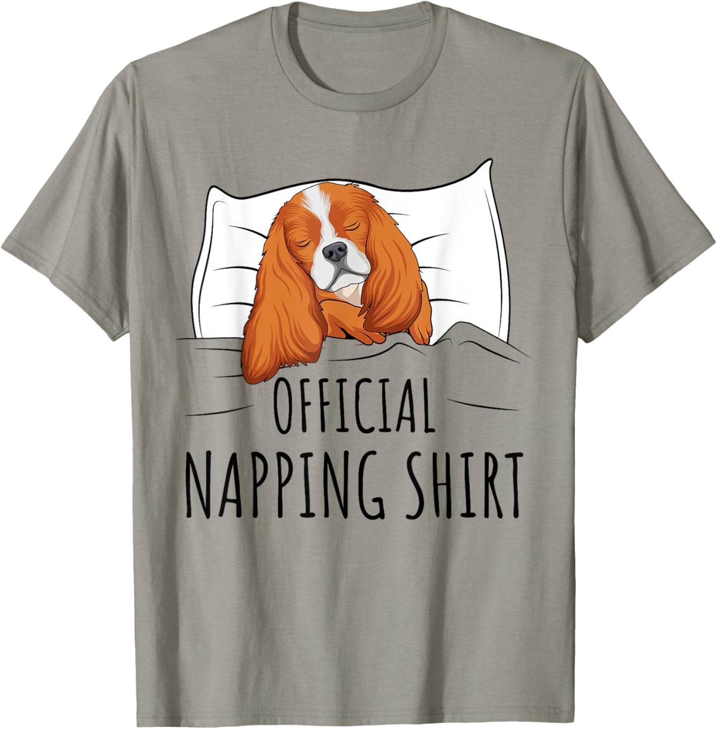 Sleeping Cavalier King Charles Spaniel Dog Official Napping T-Shirt - T-Shirt | Sand