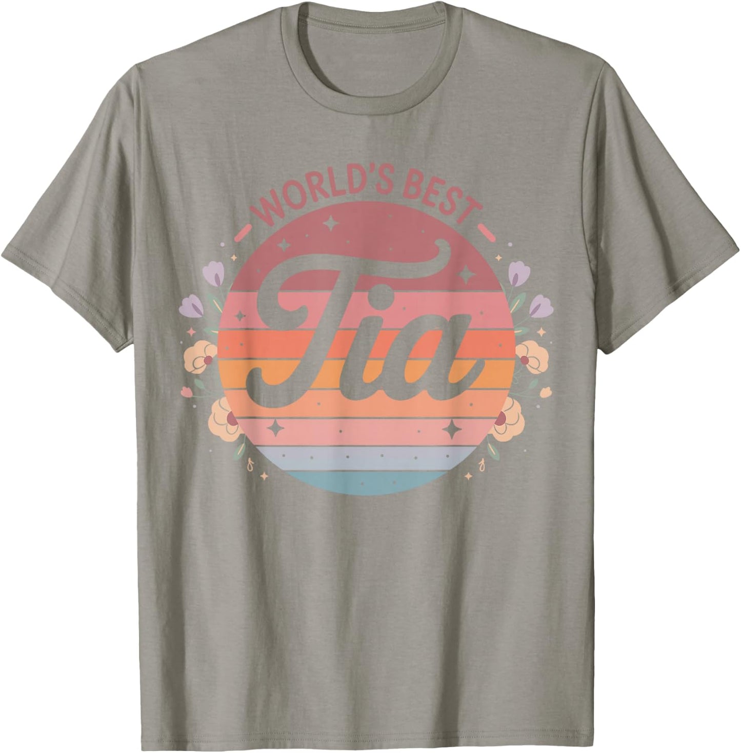World's Best Tia Spanish Aunt Floral Flowers T-Shirt - T-Shirt | Sand