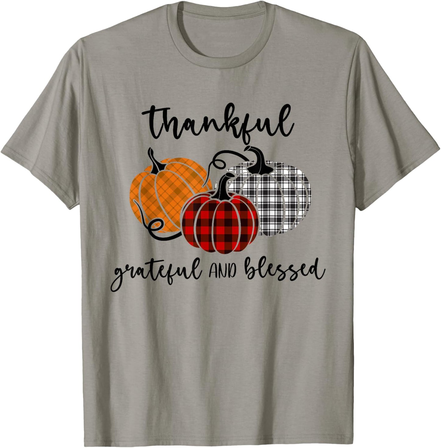 Thankful Grateful Blessed Plaid Shirt Thanksgiving Men Women T-Shirt - T-Shirt | Sand