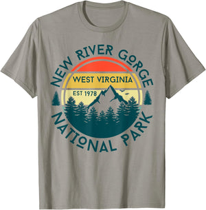 New River Gorge National Park West Virginia Hiking Outdoors T-Shirt - T-Shirt | Sand