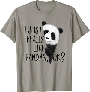 I Just Really Like Pandas, OK? Funky I Love Panda Bears Art T-Shirt - T-Shirt | Sand