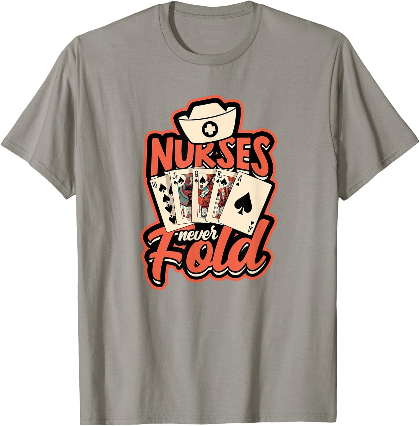 Nurses never fold - Poker, Spades and Mahjong Casino Night T-Shirt - T-Shirt | Sand