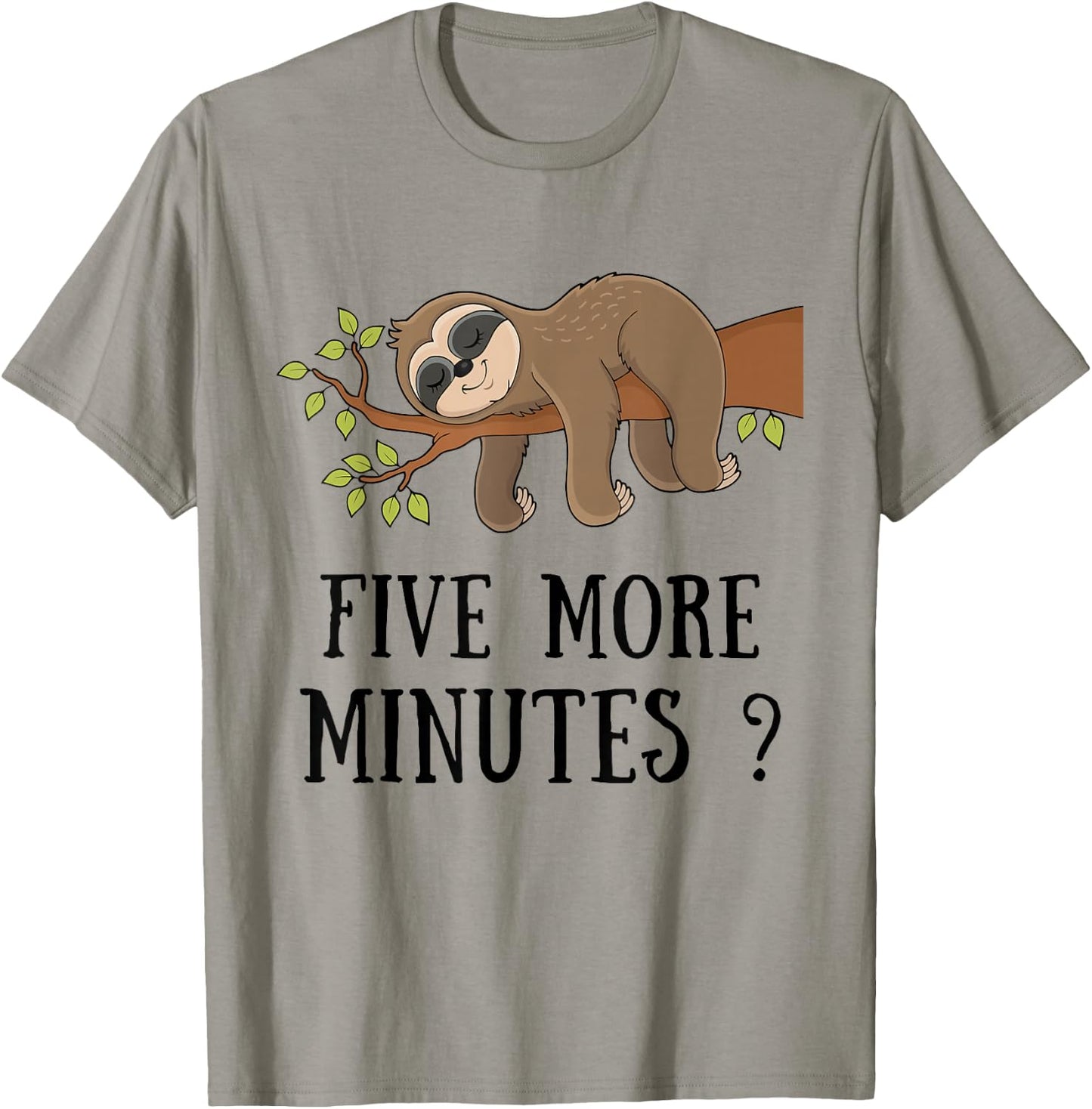 Funny Sloth "Five More Minutes" Sleep Bed Pajama Nightgown T-Shirt - T-Shirt | Sand