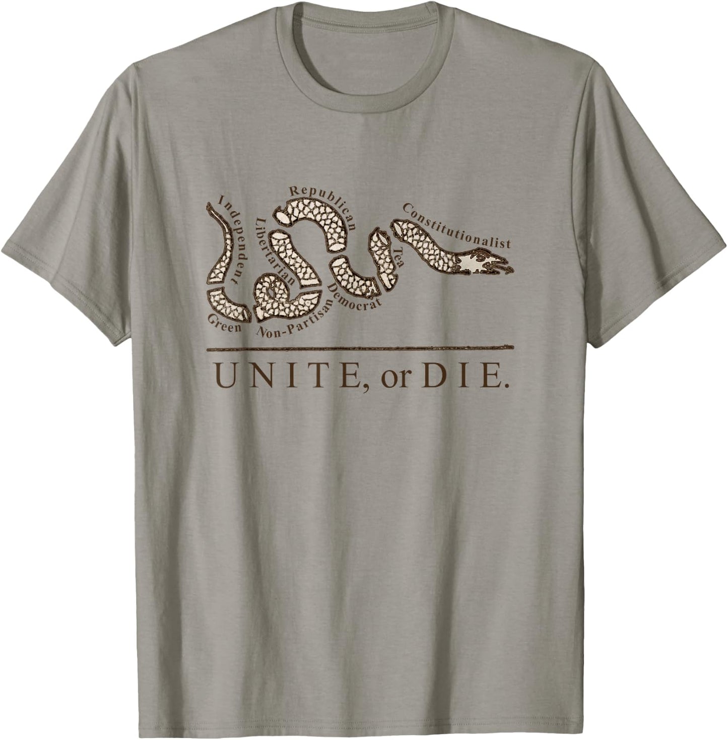Unite or Die Political Parties Join or Die Inspired Quote T-Shirt - T-Shirt | Sand