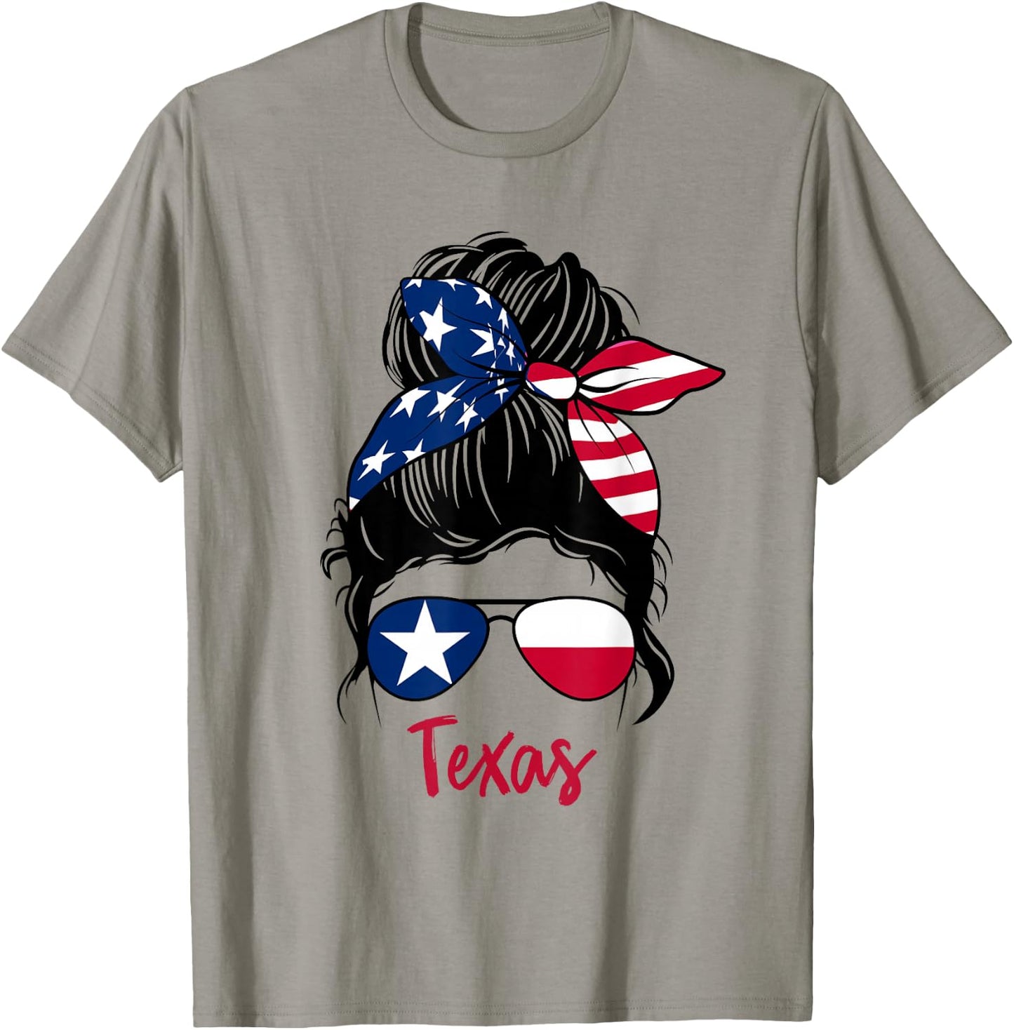 Texas Patriotic Sunglasses USA Flag Bandana Woman Look T-Shirt - T-Shirt | Sand