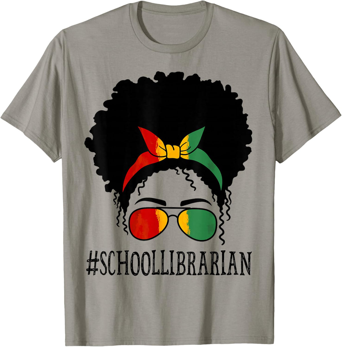School Librarian Women Messy Bun Black History Month Culture T-Shirt - T-Shirt | Sand