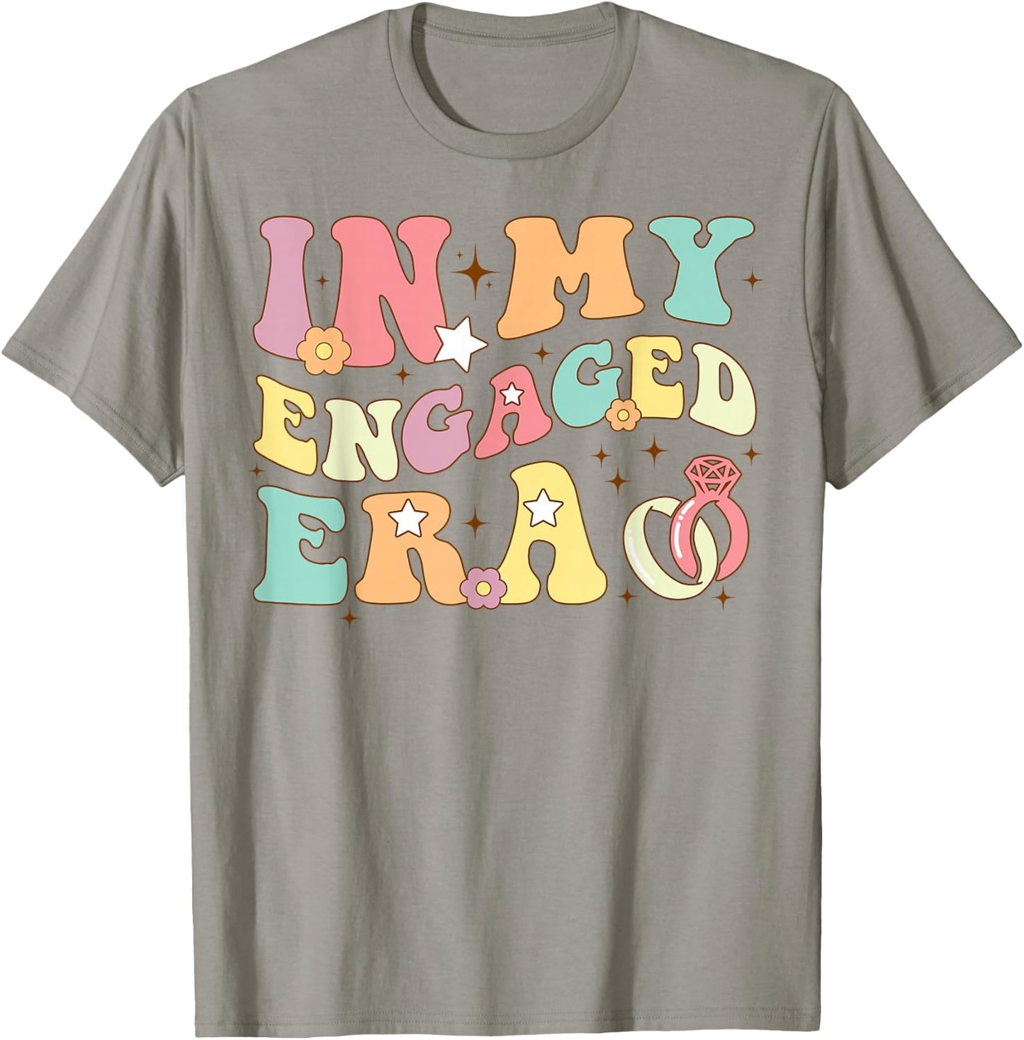 In My Engaged Era Fiance Floral Groovy Bachelorette Party T-Shirt - T-Shirt | Sand