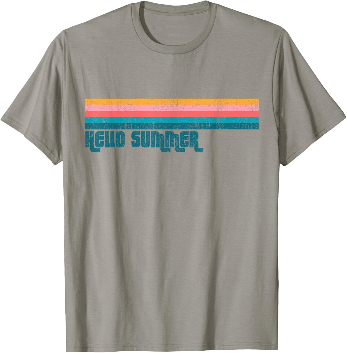 Vintage Hello Summer Retro Stripe Cute Beach Women's Gift T-Shirt - T-Shirt | Sand