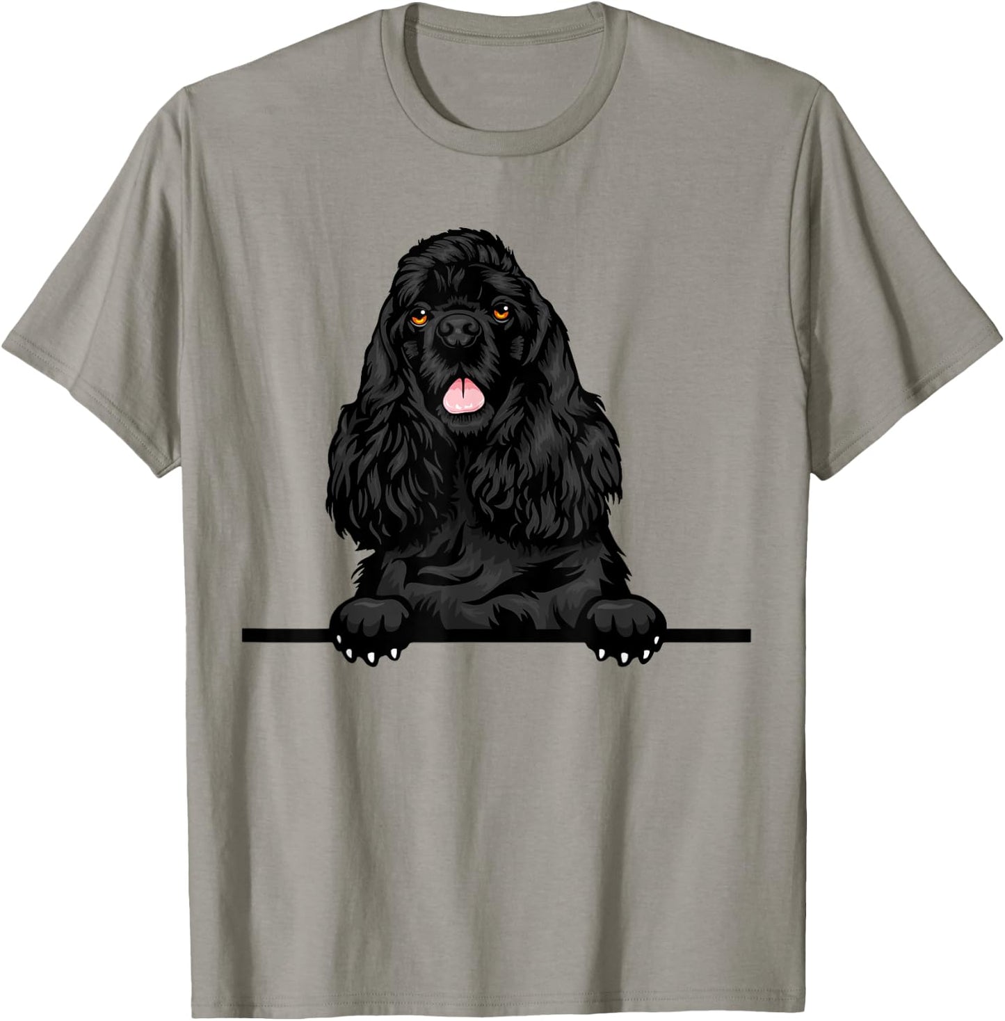 Peeking Black Cocker Spaniel Dog Women Girls Kids T-Shirt - T-Shirt | Sand