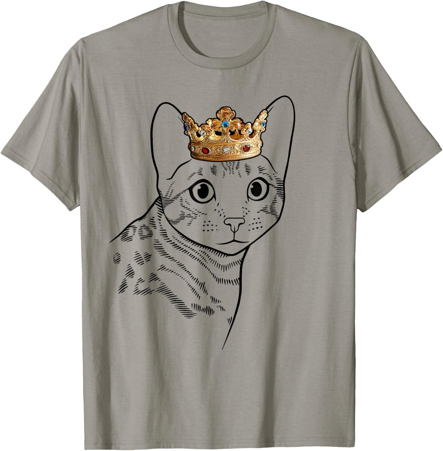 Bengal Cat Wearing Crown Men Women Girls Kids T-Shirt - T-Shirt | Sand