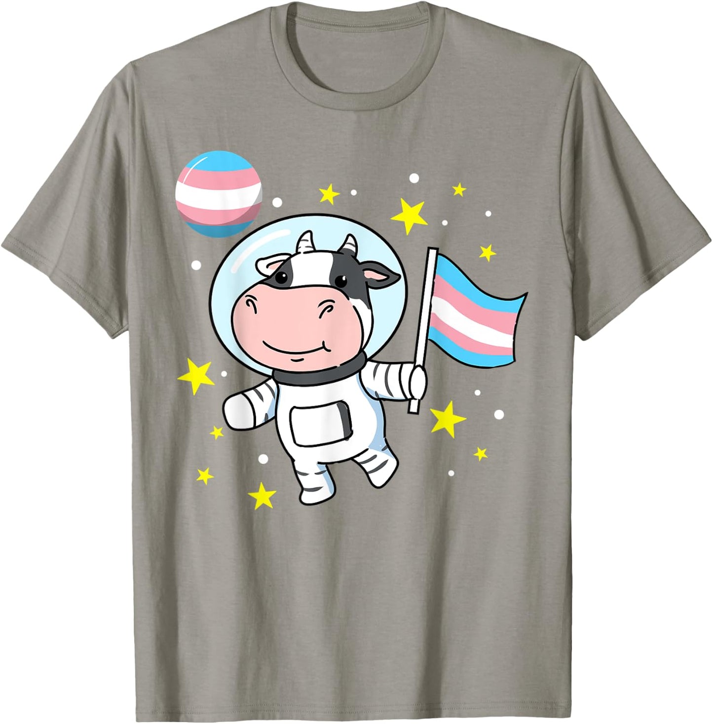 Cow Astronaut Trans Pride T-Shirt - T-Shirt | Sand