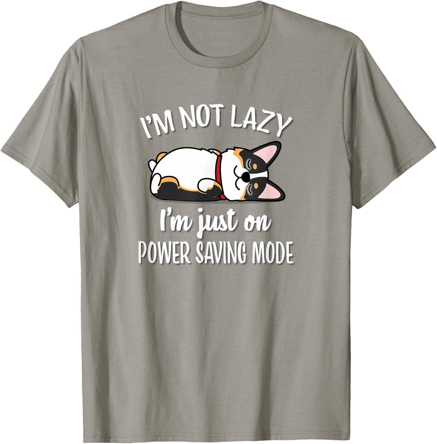 Funny Kawaii Lazy Nap Power Saving Mode Tricolor Corgi Lover T-Shirt - T-Shirt | Sand