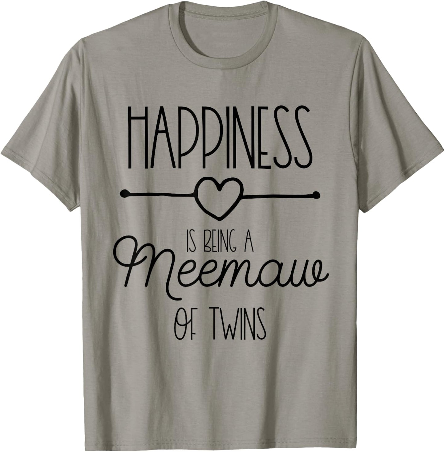 Happiness Is Being A Meemaw To Be Grandma Twins Announcement T-Shirt - T-Shirt | Sand
