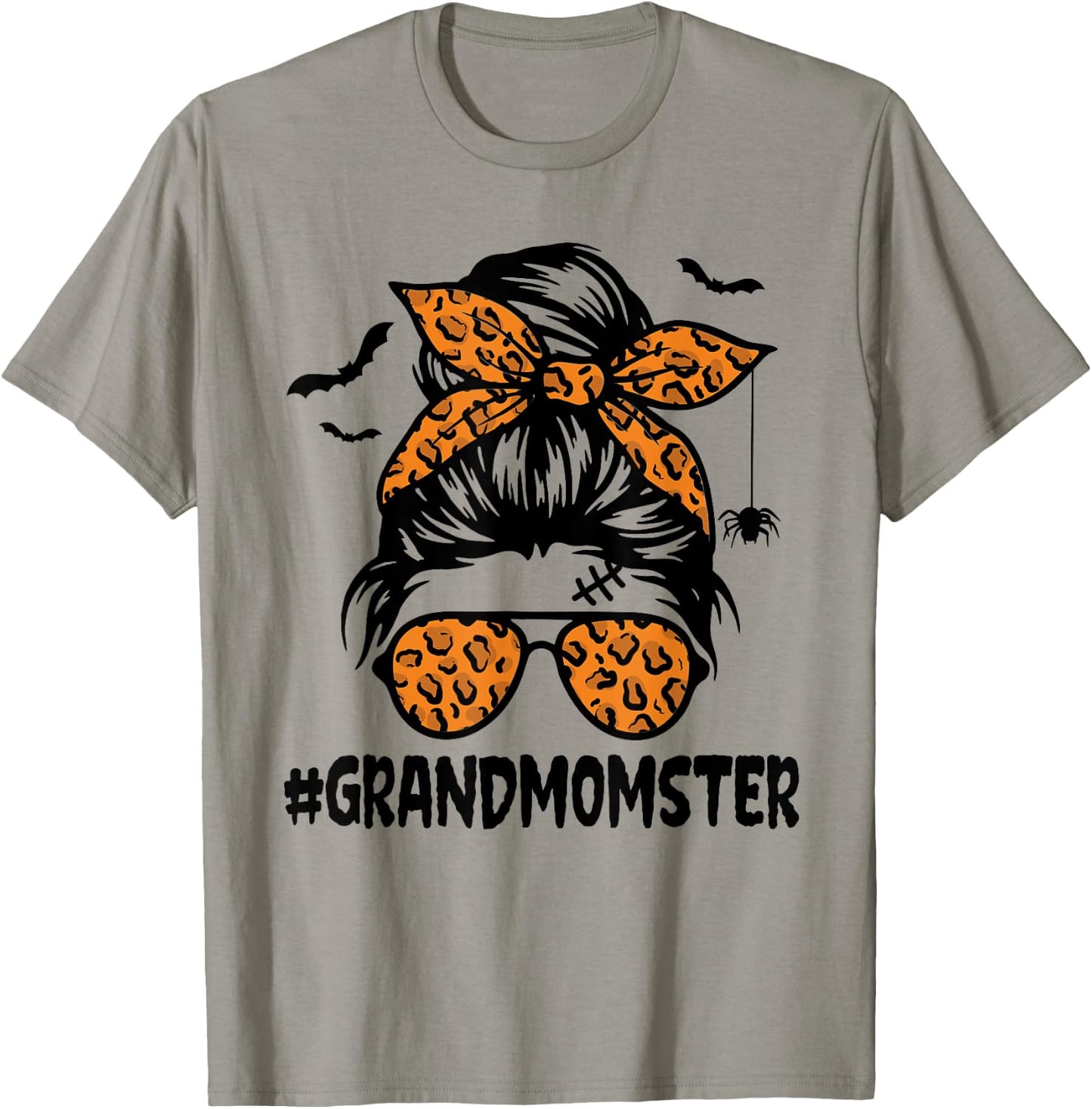 Grandmomster Shirt Women Halloween Nana Grandma Messy Bun T-Shirt - T-Shirt | Sand