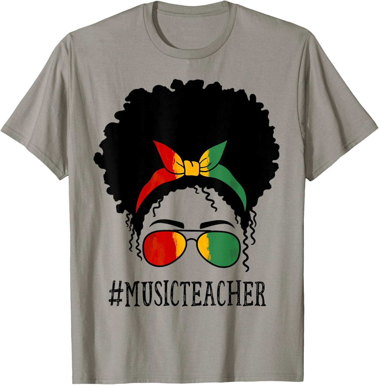 Music Teacher African Women Messy Bun Black History Month T-Shirt - T-Shirt | Sand