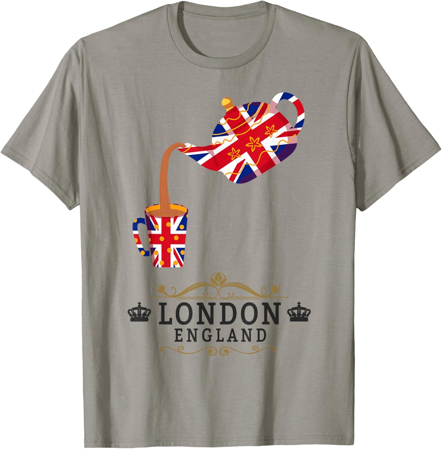London Idea For Kids With Union Jack UK Flag & Tea Pot T-Shirt - T-Shirt | Sand