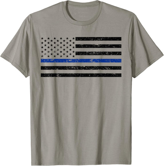 Thin Blue Line American Police Support Thin Blue Line Flag Girls Kids Men T-Shirt - T-Shirt | Sand