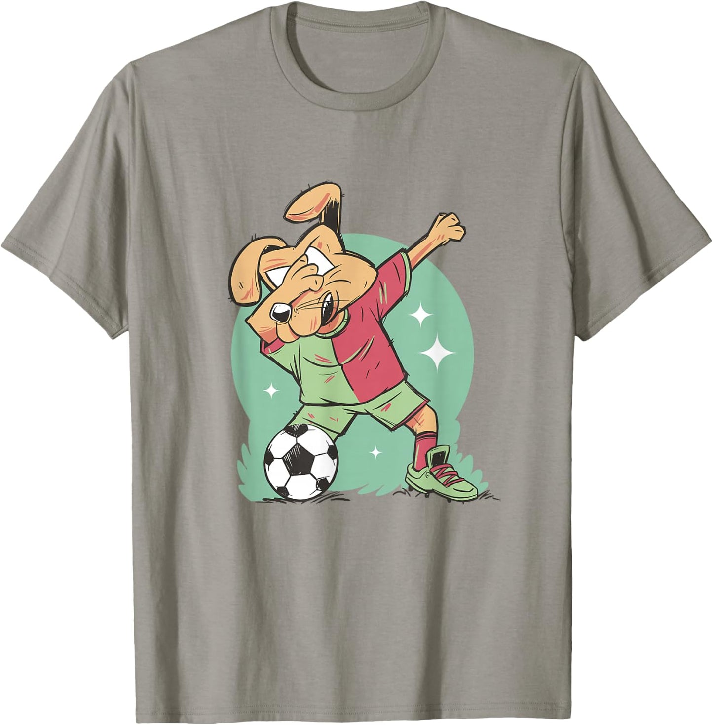 Dog Playing Soccer And Dabbing Sport Funny Football T-Shirt - T-Shirt | Sand