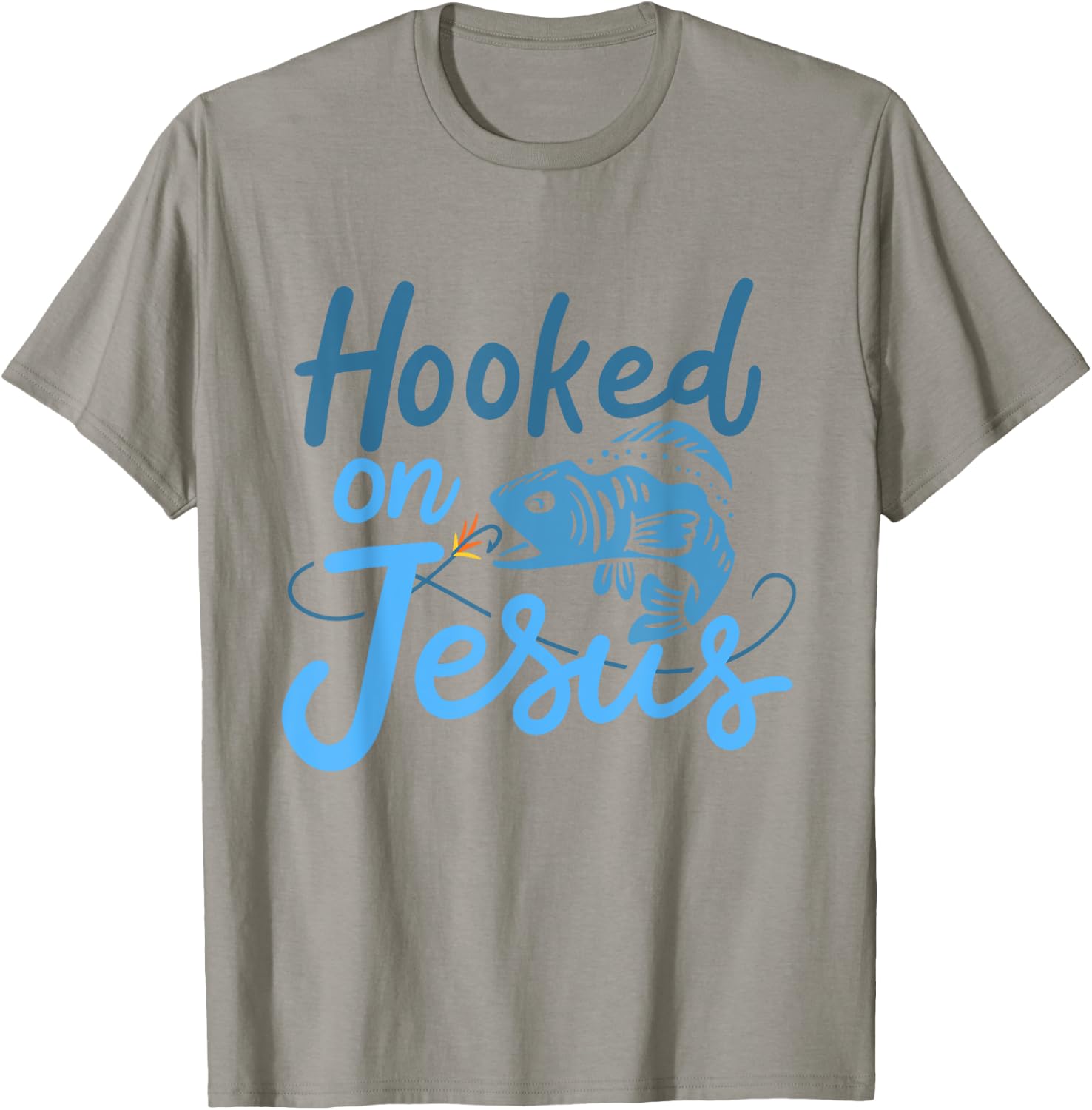 Hooked On Jesus Bass Fishing T-Shirt - T-Shirt | Sand