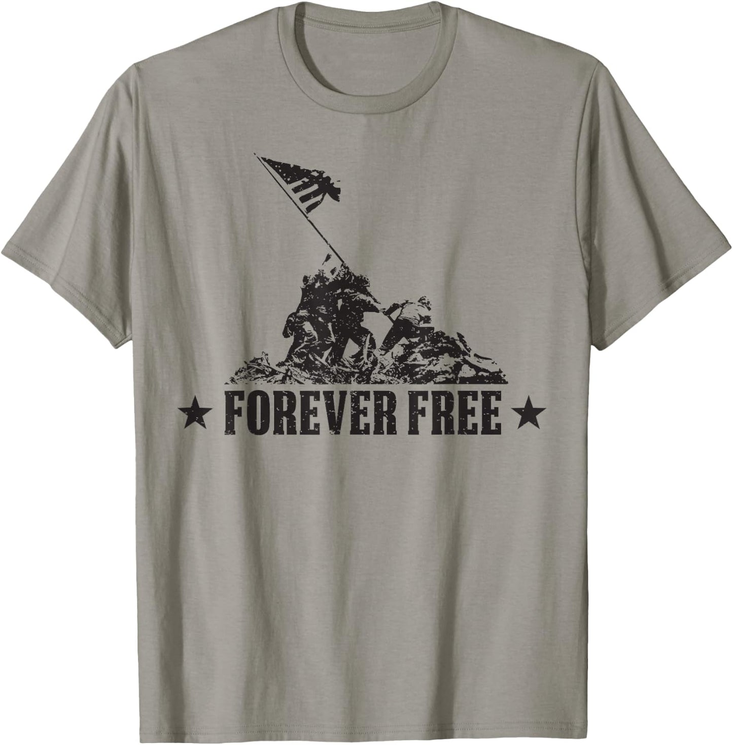 Independence Day Shirt Free Forever Iwo Jima WWII Soldiers T-Shirt - T-Shirt | Sand