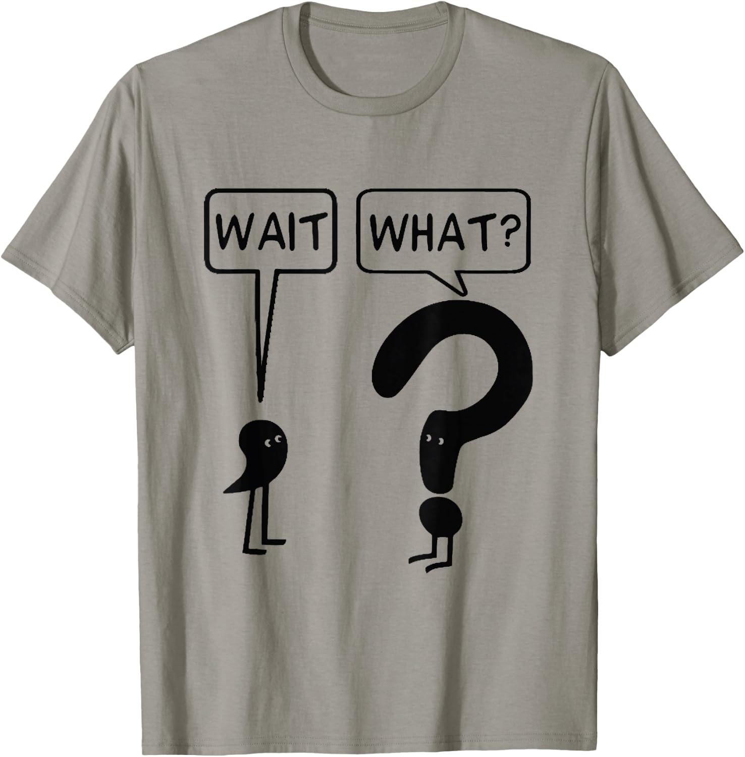 Wait What Funny Grammar Questioning Punctuation T-Shirt - T-Shirt | Sand