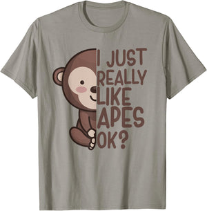 I Just Really Like Apes Monkey Apparel Ape Quote for Kids T-Shirt - T-Shirt | Sand