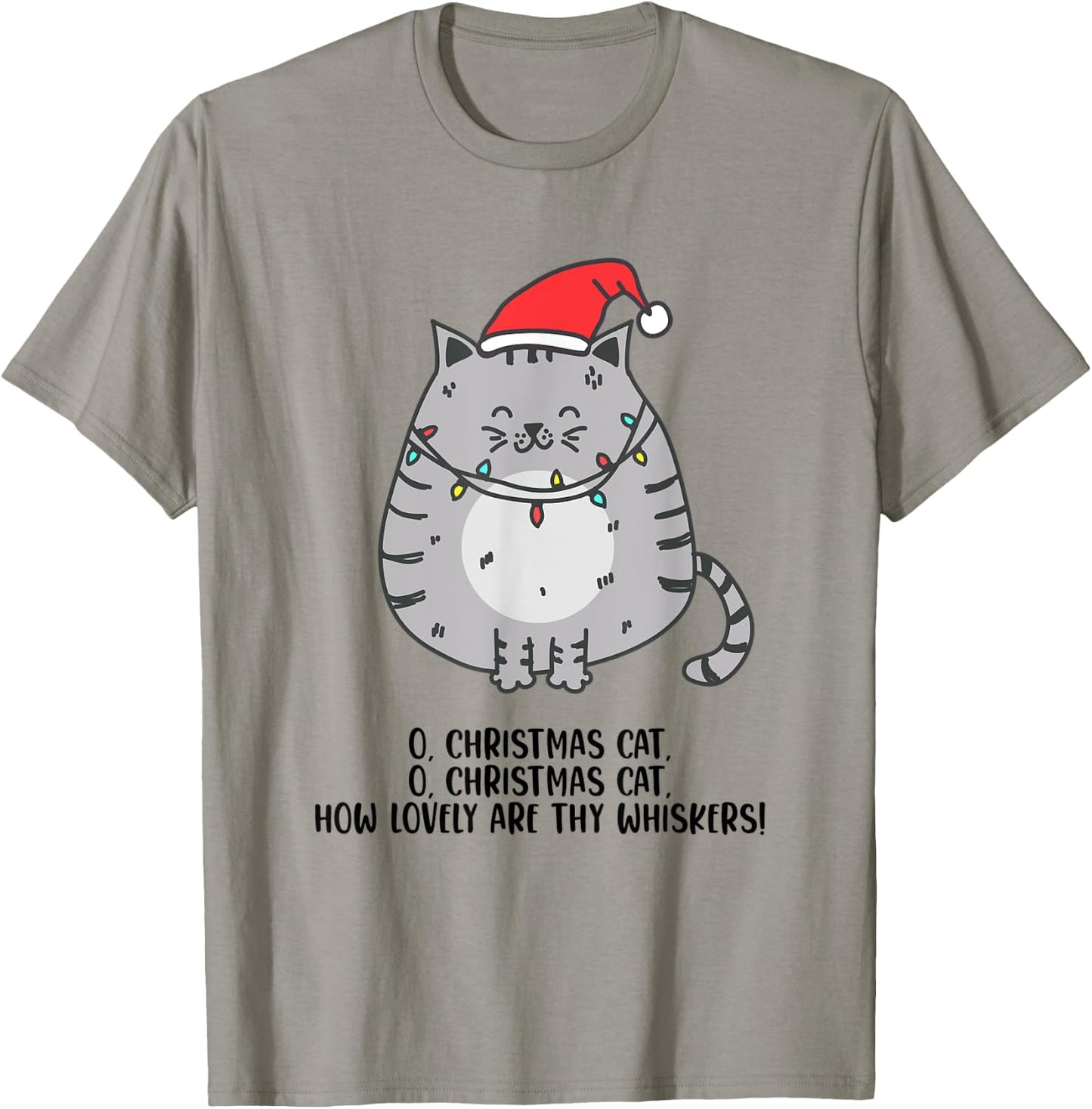 O Christmas Cat Funny Holiday Tree Carol Cat Lovers White T-Shirt - T-Shirt | Sand