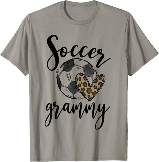 Soccer Grammy Leopard Funny Soccer T-Shirt - T-Shirt | Sand