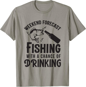Weekend Forecast Fishing With a Chance of Drinking T-Shirt - T-Shirt | Sand