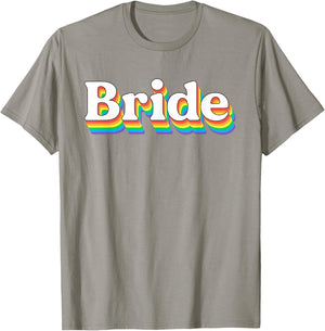 Bride Retro Lesbian Bachelorette 70s Vintage Gay Wedding T-Shirt - T-Shirt | Sand