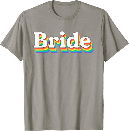 Bride Retro Lesbian Bachelorette 70s Vintage Gay Wedding T-Shirt - T-Shirt | Sand
