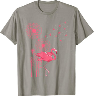 Dandelion Tropical Animal Exotic Bird Wildlife Pink Flamingo T-Shirt - T-Shirt | Sand