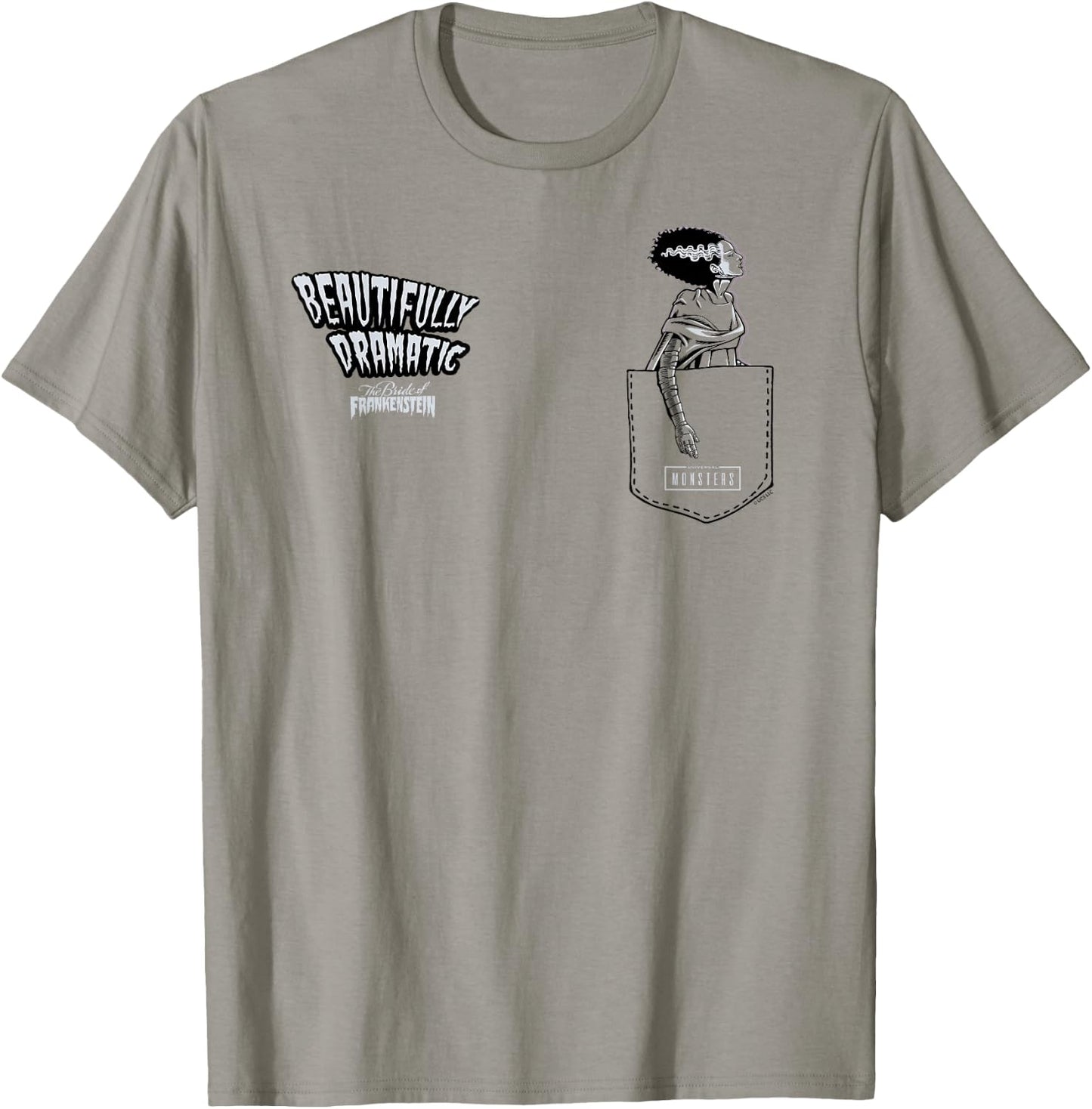 Universal Monsters Bride Beautifully Dramatic Pocket T-Shirt - T-Shirt | Sand