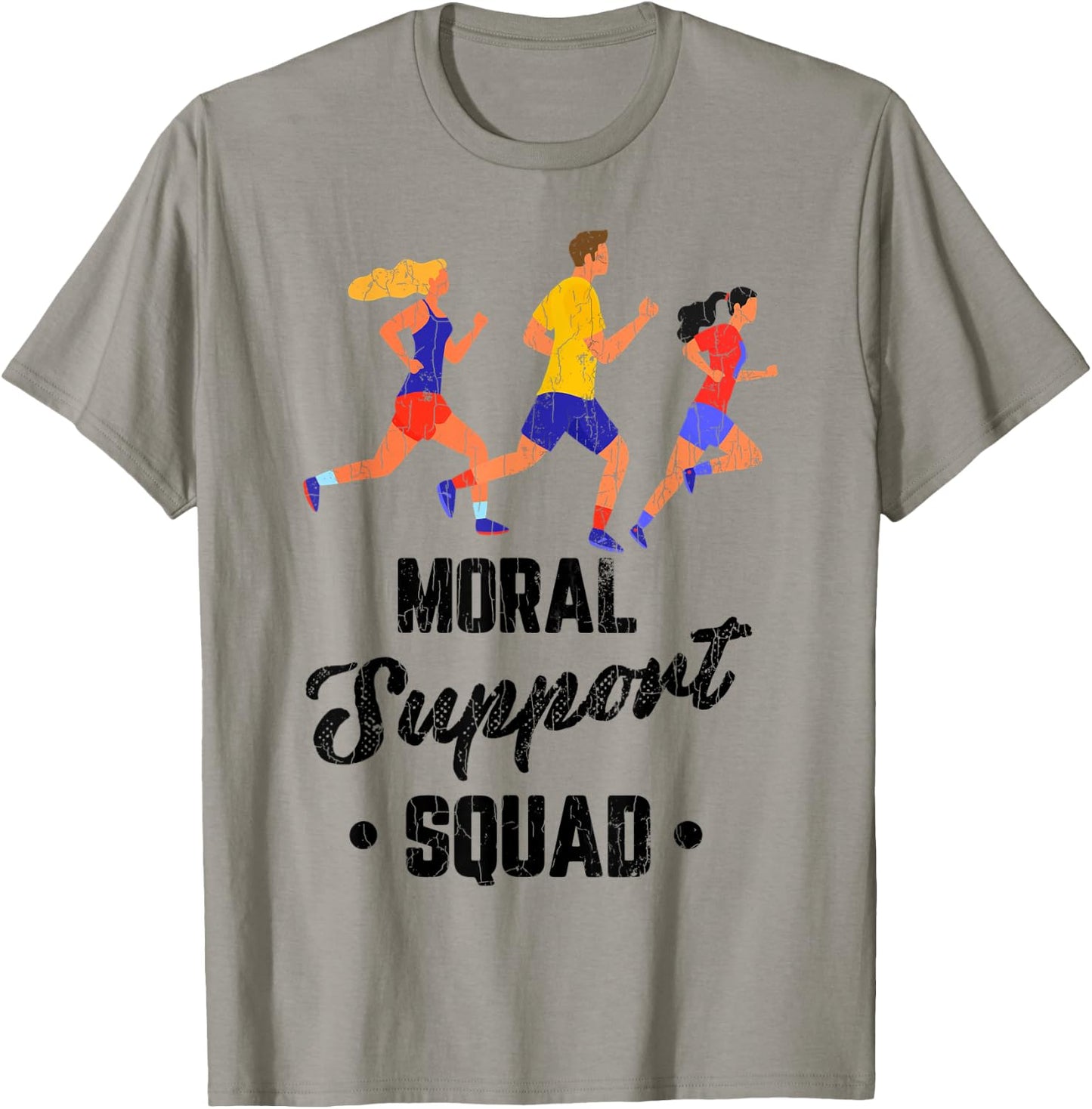 Moral Support Squad Funny Marathon Running Runner Graphic T-Shirt - T-Shirt | Sand