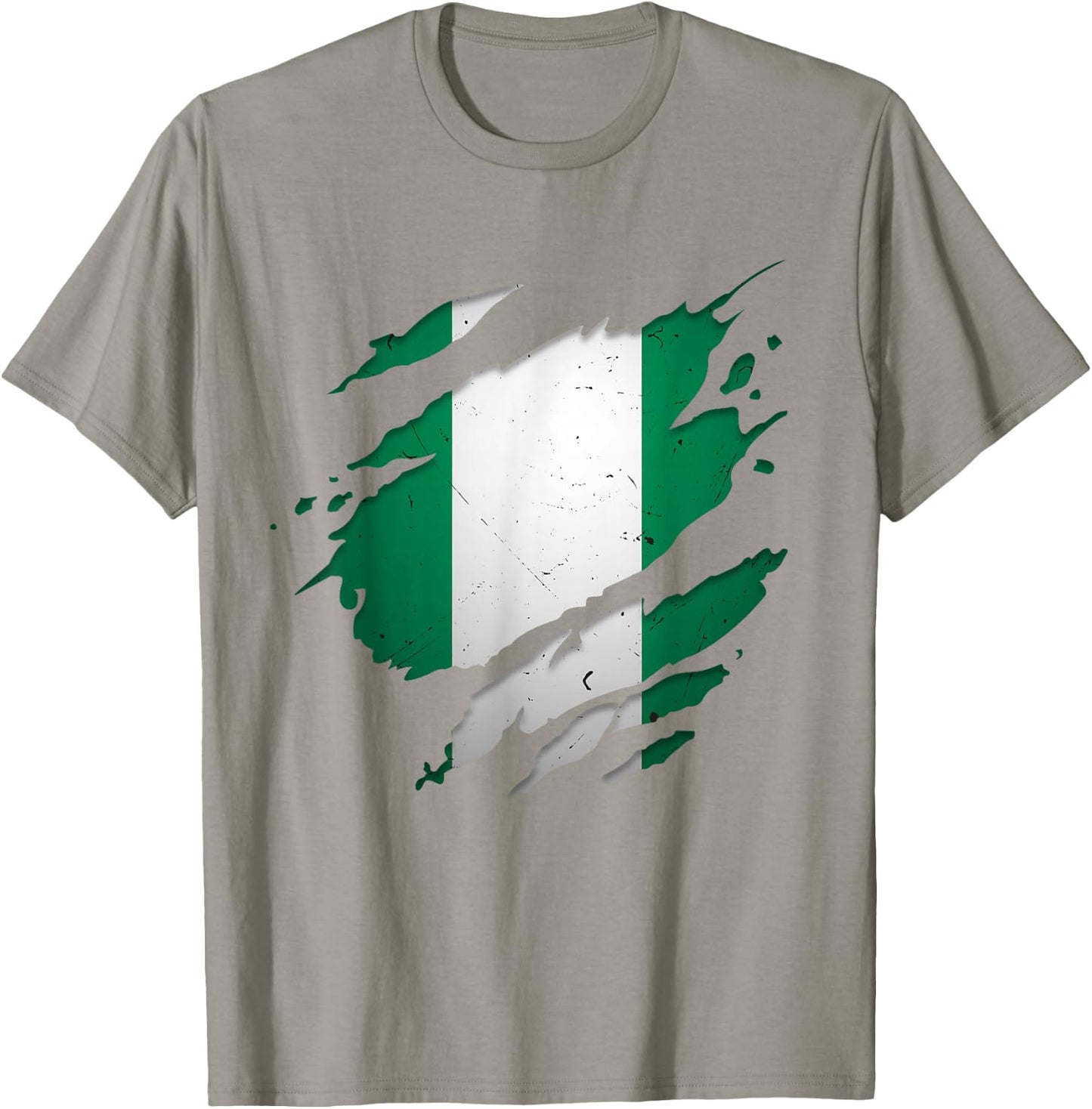 Ripped Effect Nigeria Flag Map Patriotic Nigerian T-Shirt - T-Shirt | Sand