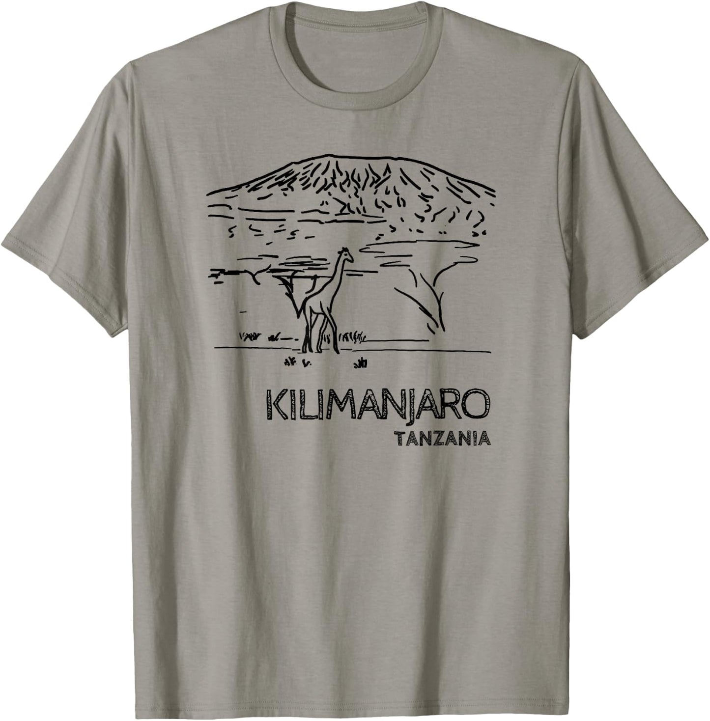 Kilimanjaro Tanzania Africa and Giraffe Mountain Hiking T-Shirt - T-Shirt | Sand