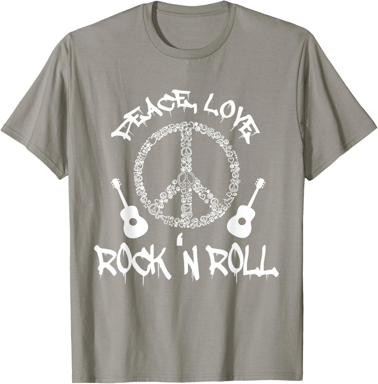 Funny Rock 'n Roll Gift Peace Love and Rock 'n Roll T-Shirt - T-Shirt | Sand