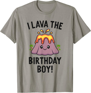 Family Volcano Birthday Party Lava The Birthday Boy Dinosaur T-Shirt - T-Shirt | Sand