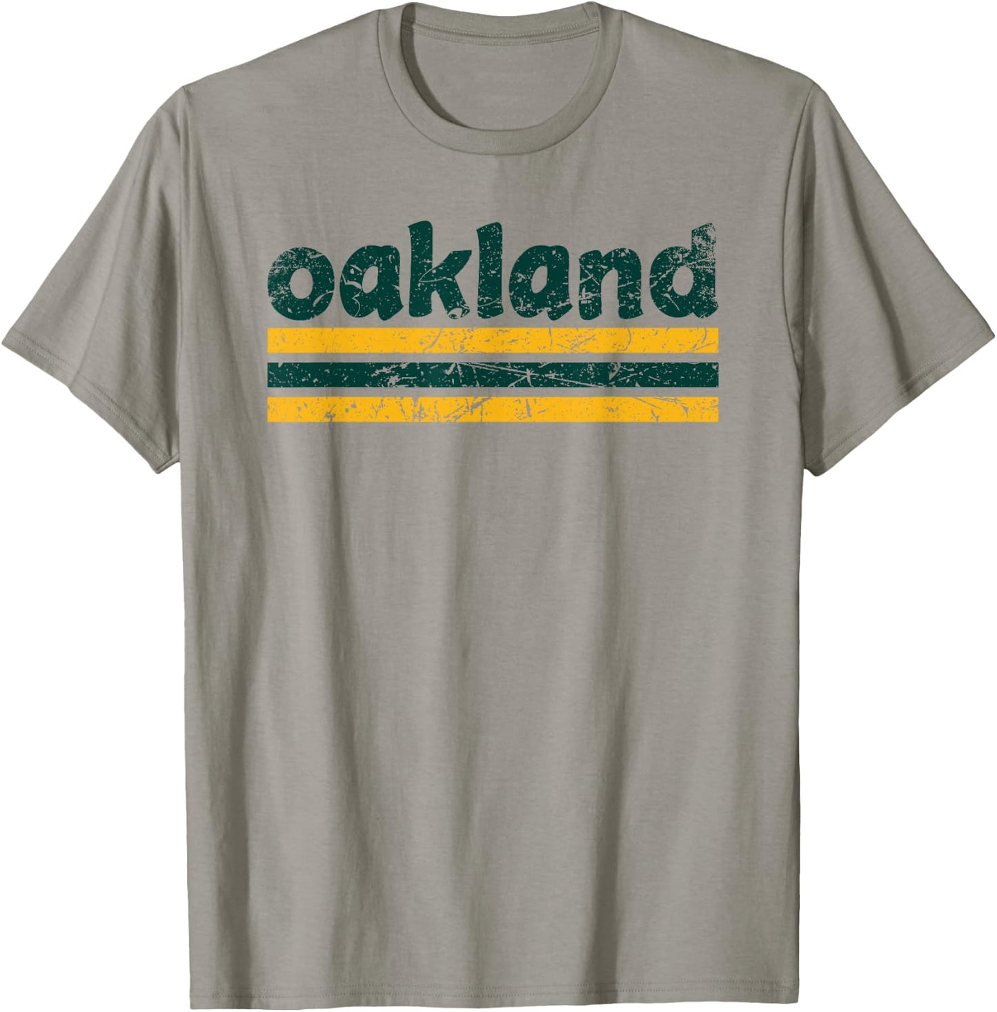 Oakland California Three Stripe Vintage Weathered T-Shirt - T-Shirt | Sand