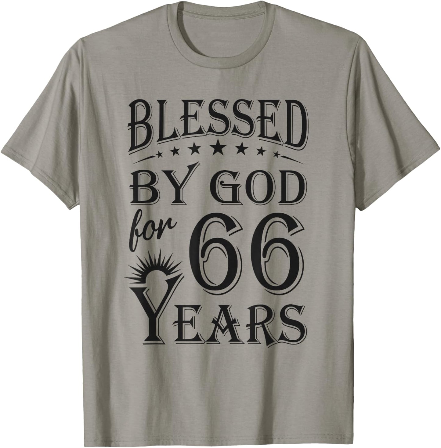 Vintage Blessed by God for 66 years Happy 66th Birthday T-Shirt - T-Shirt | Sand